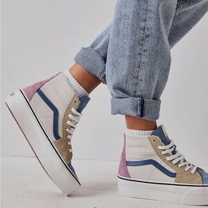Vans Sk8-hi Tapered Stackform Platform High Top Sneakers Shoes 8 Blue Cream
